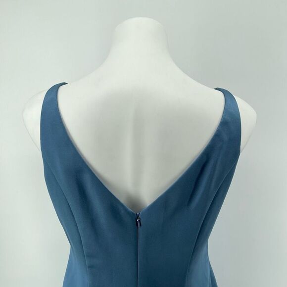 David’s Bridal Women’s Blue Squareneck Sleeveless Fit & Flare Cocktail Dress 8 - Picture 8 of 14